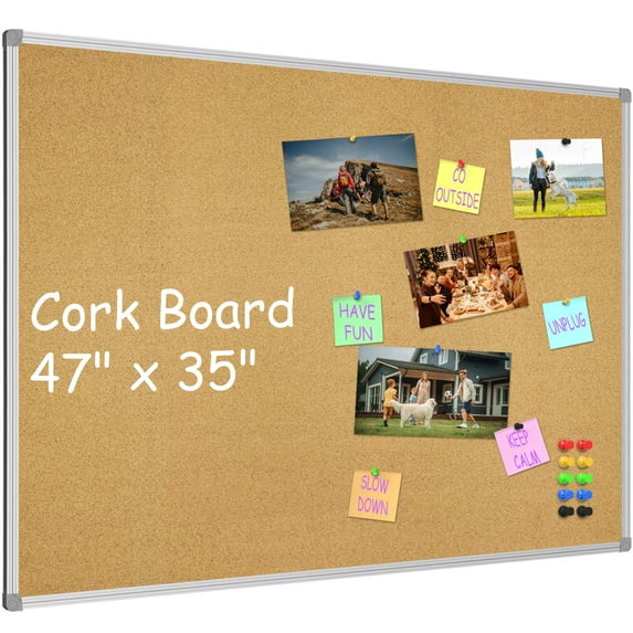 (2 pack) Lockways 47" x 35" Cork Board for Wall with Aluminum Frame for Pin Pictures, Notes Thumb Tack Bulletin Board