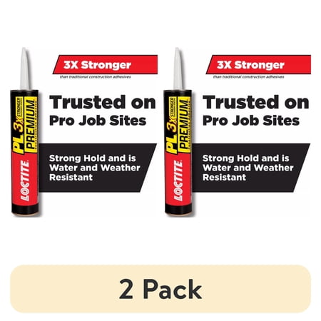 (2 pack) Loctite Pl Premium Polyurethane Construction Adhesive 3x, Pack of 1, Tan 10 fl oz Cartridge