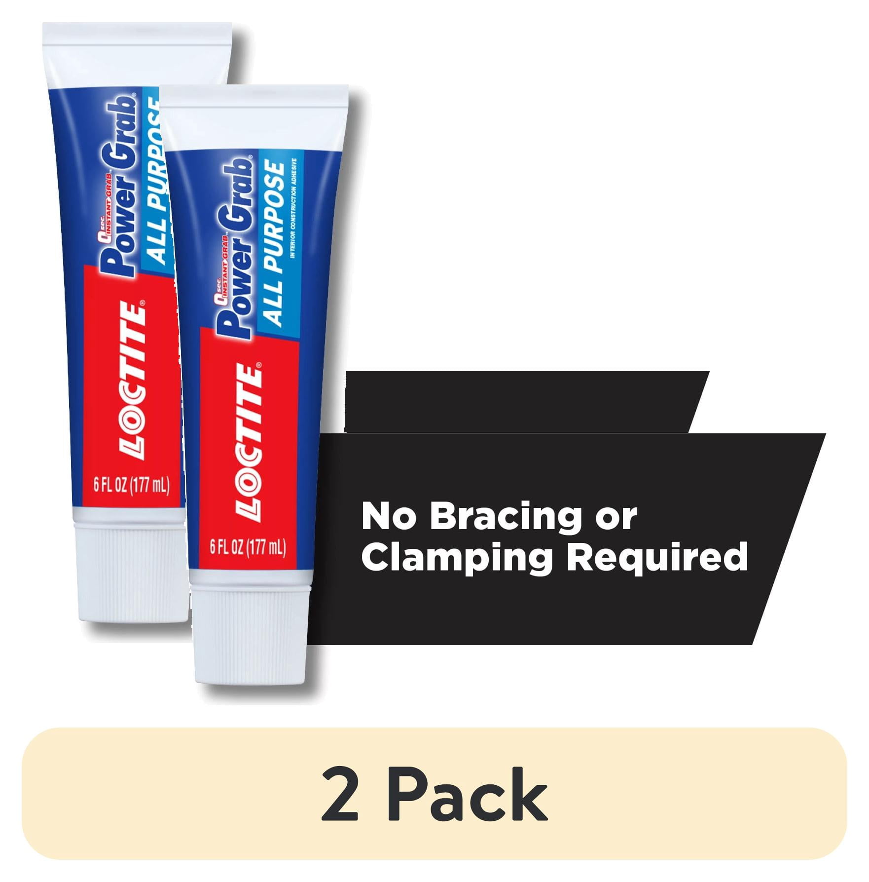 (2 pack) Loctite Power Grab Construction Adhesive All Purpose, Pack of 1, White 6 fl oz Tube