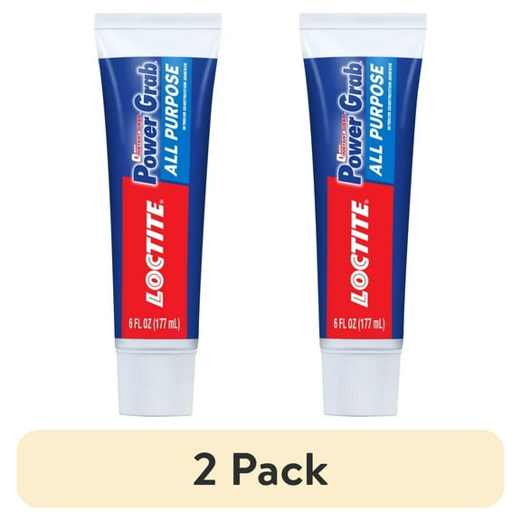 (2 pack) Loctite Power Grab Construction Adhesive All Purpose, Pack of 1, White 6 fl oz Tube