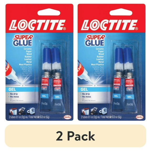 (2 pack) Loctite Super Glue Gel Tube, 1 Pack of 2 Tubes, Clear 0.11 oz Tubes