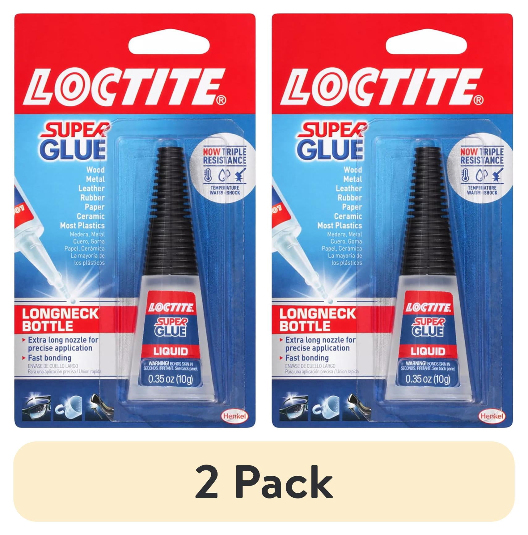 (2 pack) Loctite Super Glue Liquid Longneck Bottle, Pack of 1, Clear 0.35 oz Bottle