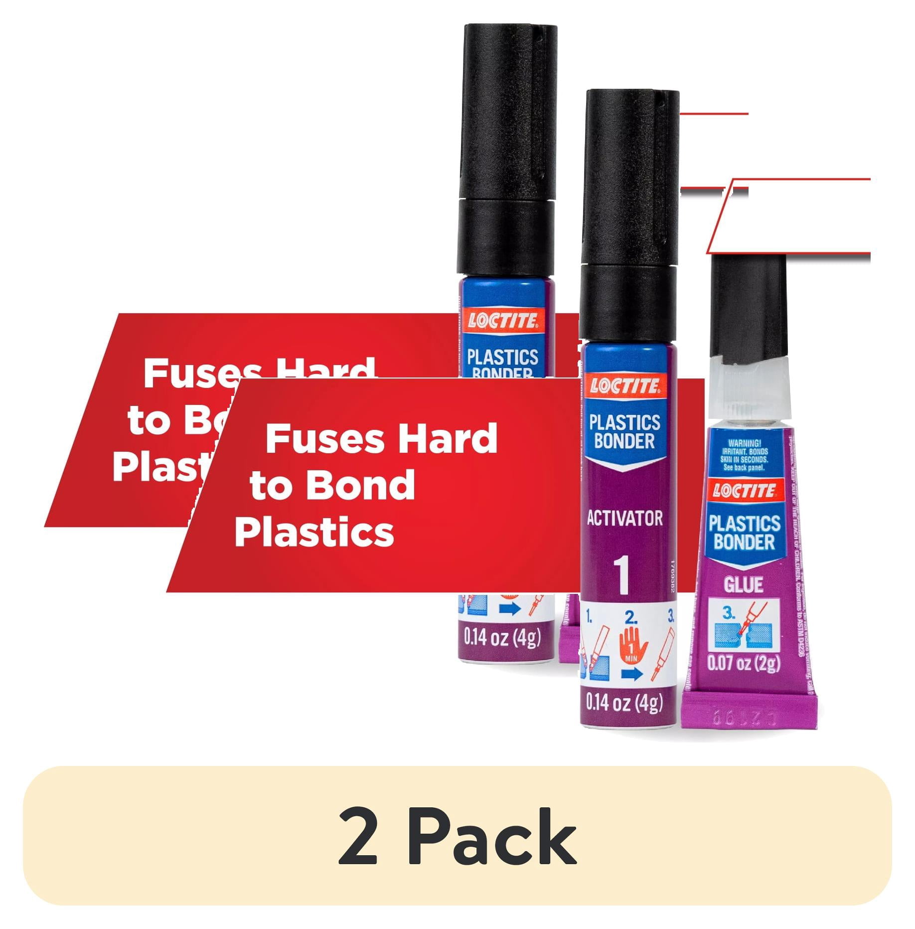 (2 pack) Loctite Super Glue Plastics Bonding System, 1-0.14 oz Activator Stick + 1-0.07 oz Glue Tube, Clear 0.21 fl oz Kit