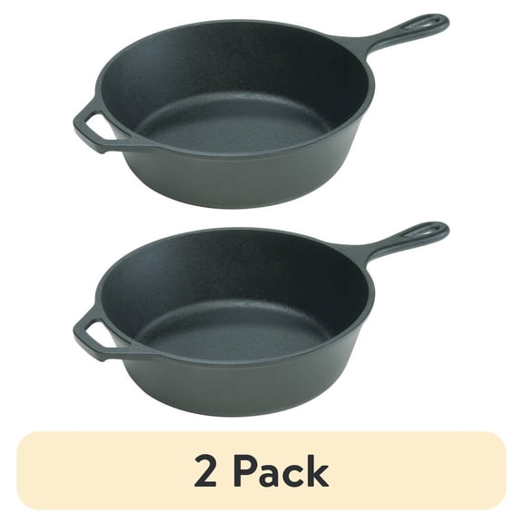 (2 pack) Lodge Cast Iron 12" Deep Cast Iron Seasoned Skillet, L10Dsk3, with Assist Handle