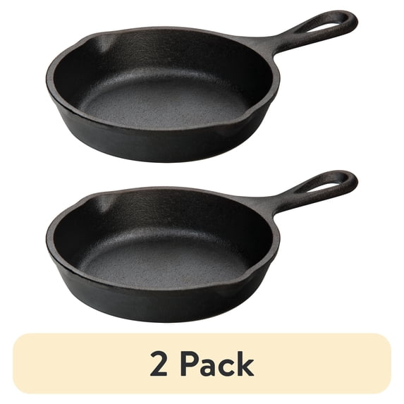 (2 pack) Lodge Pre-Seasoned 5 Inch Cast Iron Skillet with Assist Handle, L5MS