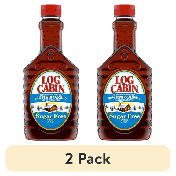 (2 pack) Log Cabin Sugar Free Syrup with Sweet Maple Flavor, Plastic Bottle, 12 oz