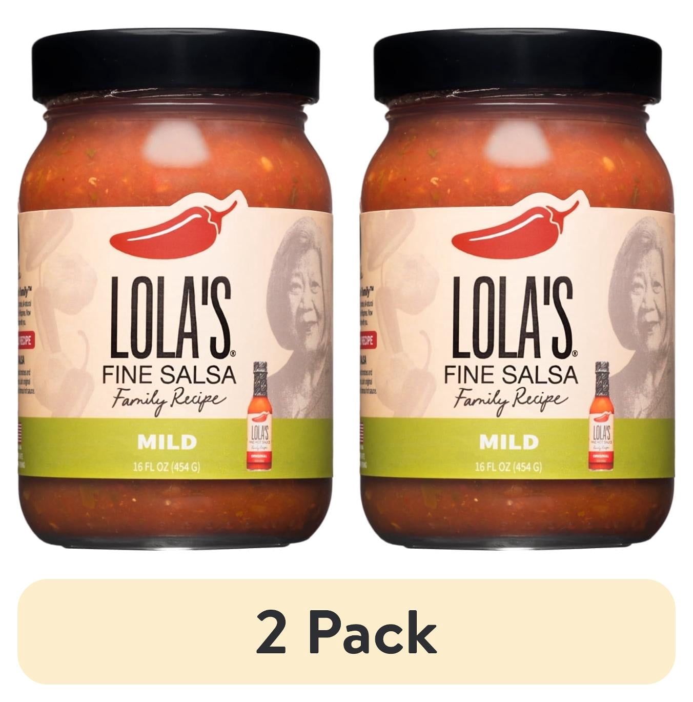 (2 pack) Lola's Fine Salsa - Mild 16oz.  All Natural, 100% Plant Based, Naturally Gluten Free