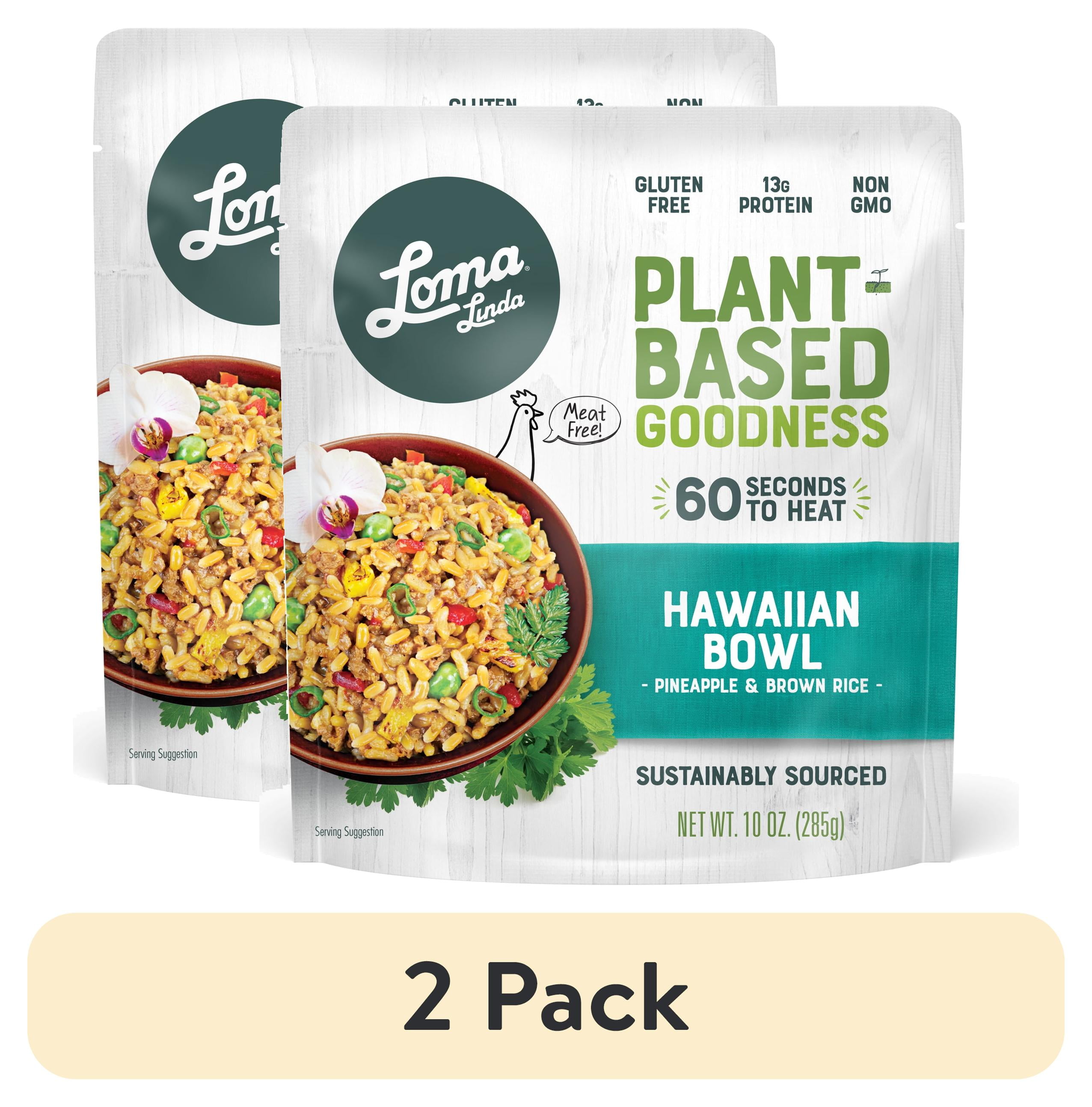 (2 pack) Loma Linda Hawaiian Bowl with Pineapple and Brown Rice, 10 oz (shelf stable) packaged meals