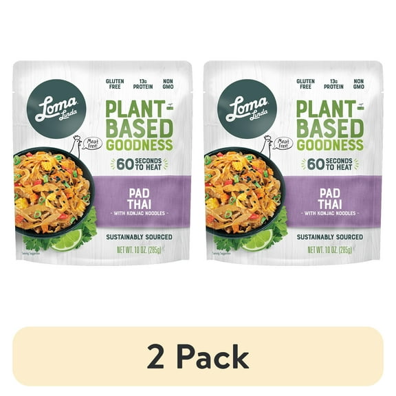 (2 pack) Loma Linda Pad Thai with Konjac Noodles, 10 oz (Shelf Stable) Packaged Meals