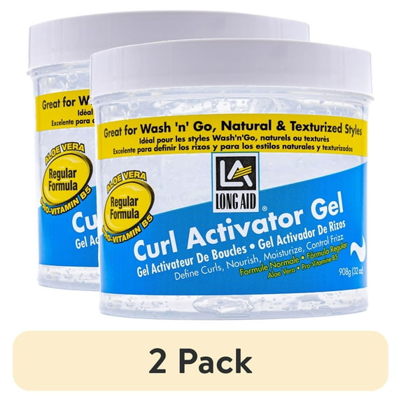 (2 pack) Long Aid Curl Activator Hair Styling Gel Regular, 32oz., Moisturizing, Unisex