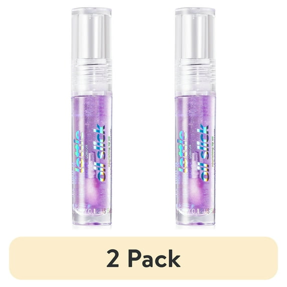 (2 pack) Lottie London Oil Slick, 100% Vegan Lip Oil, Blueberry Kiss, 0.12 fl oz