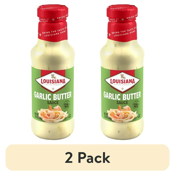 (2 pack) Louisiana Fish Fry Products Louisiana Garlic Butter Sauce 10.5oz Bottle