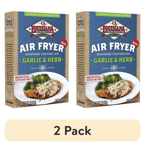 (2 pack) Louisiana Fish Fry Air Fryer Garlic & Herb Coating Mix 5 oz