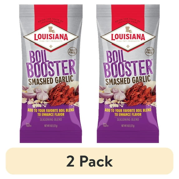 (2 pack) Louisiana Fish Fry Products Boil Booster Smashed Garlic Seasoning Mix, 8 oz Bag
