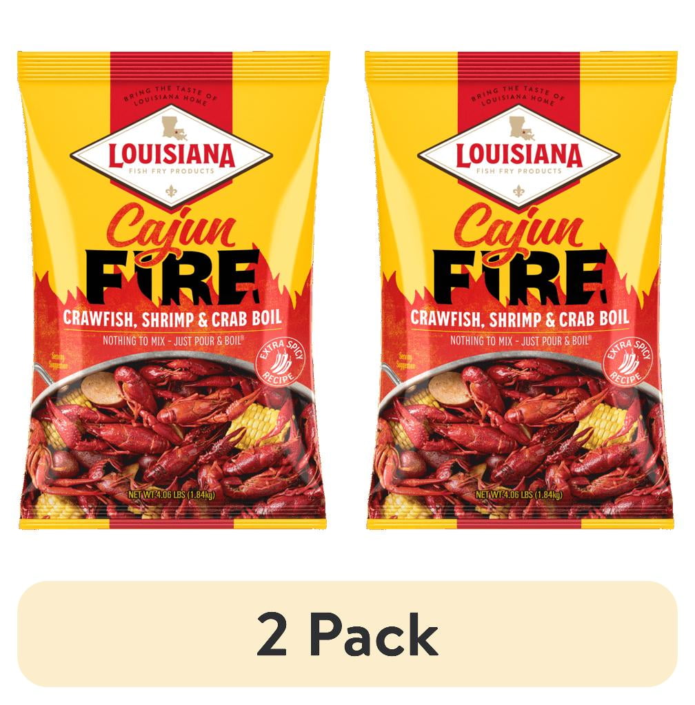(2 pack) Louisiana Fish Fry Products Cajun Fire Boil Seasoning 4.06 lb Bag.