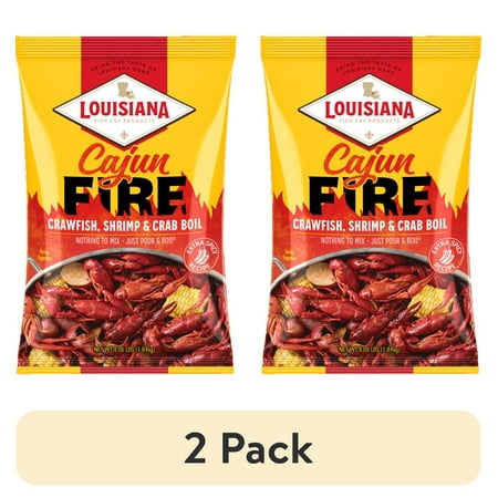 (2 pack) Louisiana Fish Fry Products Cajun Fire Boil Seasoning 4.06 lb Bag.