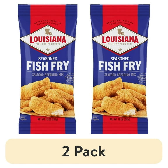 (2 pack) Louisiana Fish Fry Products Crispy Seasoned Fish Fry Seafood Coating Mix, 10 oz Bag