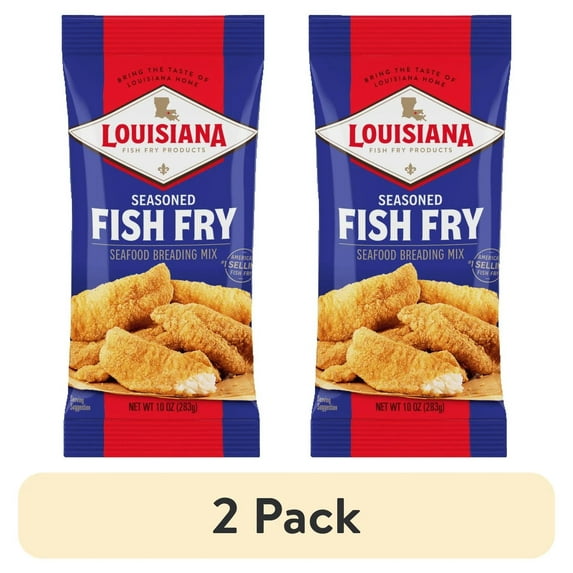 (2 pack) Louisiana Fish Fry Products Crispy Seasoned Fish Fry Seafood Coating Mix, 10 oz Bag