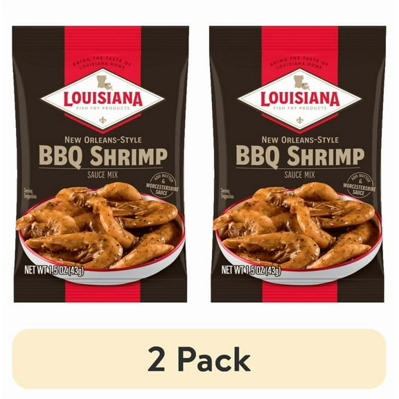 (2 pack) Louisiana Fish Fry Products New Orleans Style BBQ Shrimp Sauce Mix, 1.5 oz Bag, Dairy-Free, Contains Shellfish, Flavorful Shrimp