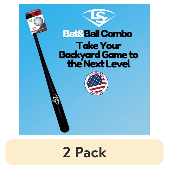 (2 pack) (2 pack) Louisville Slugger Ultimate Plastic Bat and Ball Combo – 34" Replica Bat with Authentic Wood Look, Safe Backyard Baseball Set for Kids & Adults