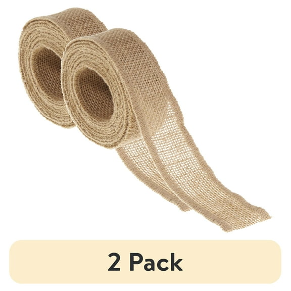 (2 pack) Love, Laugh, Craft Burlap Ribbon Set, 1.5"W x 3-Yds, Multi-Color