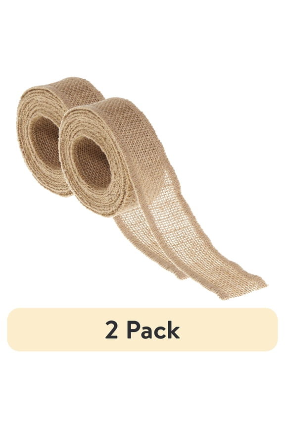(2 pack) Love, Laugh, Craft Burlap Ribbon Set, 1.5"W x 3-Yds, Multi-Color