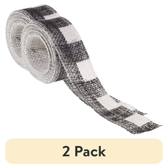 (2 pack) Love, Laugh, Craft Jute Burlap Ribbon Set, 1.5"W x 3-Yards, Multi-color