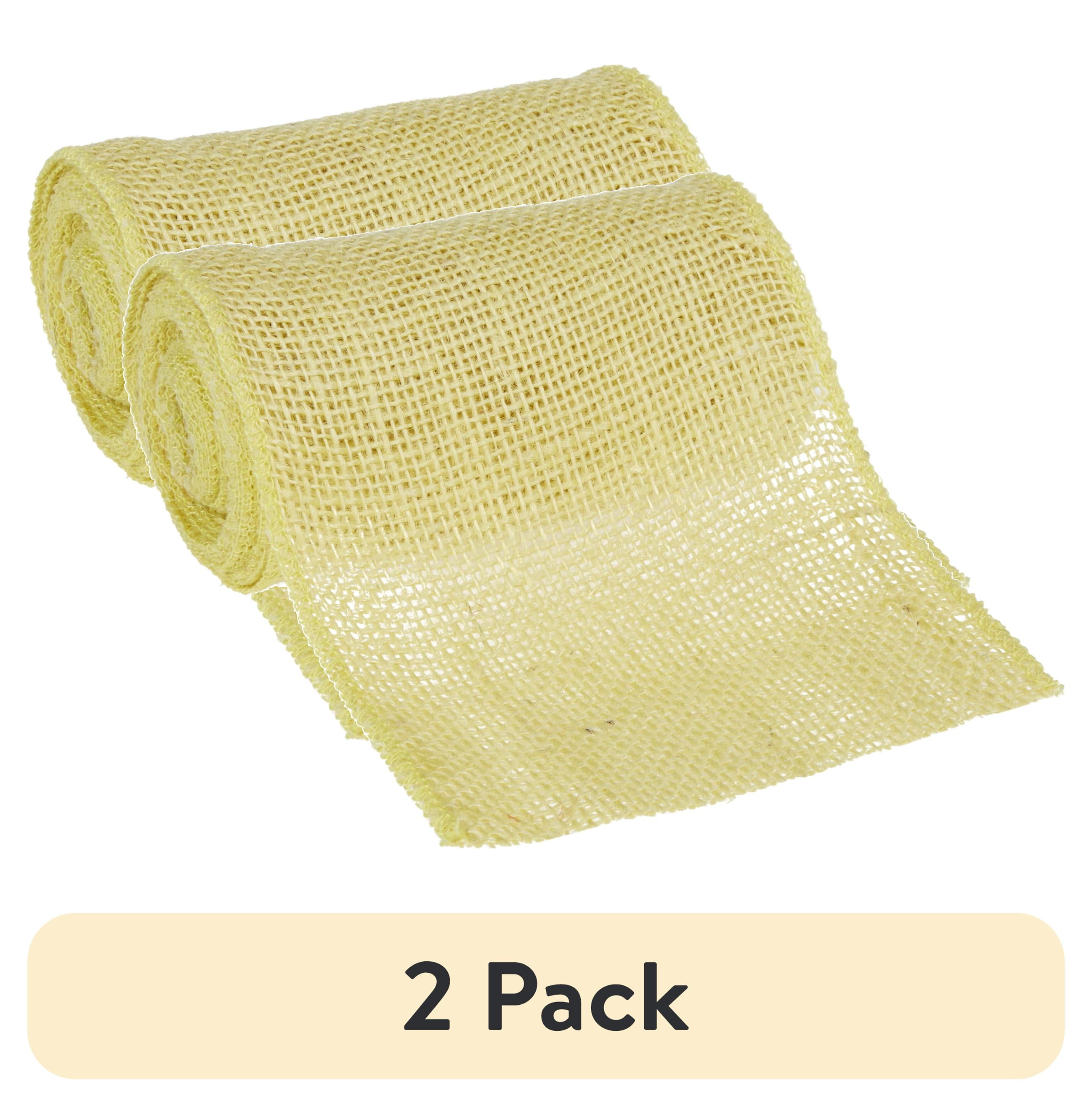 (2 pack) Love, Laugh, Craft Jute Burlap Roll Precut, Finished Edges, 6"W x 5-Yards, Lemon Yellow