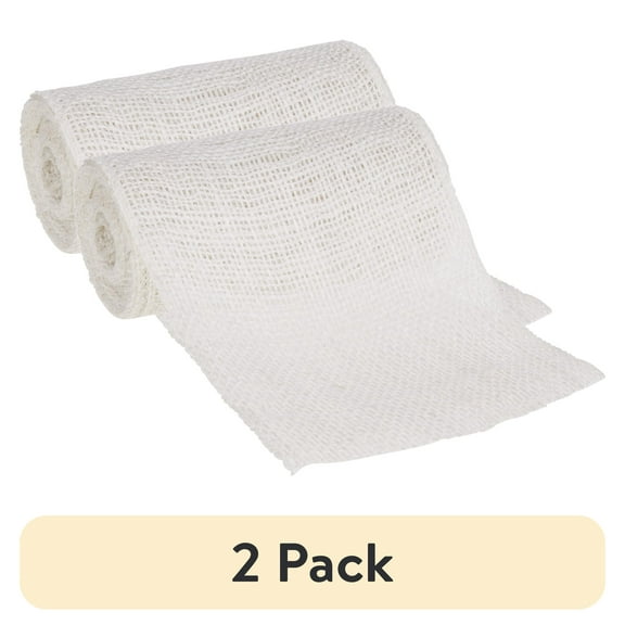 (2 pack) Love, Laugh, Craft Jute Burlap Roll Precut, Finished Edges, 6"W x 5-Yards, White