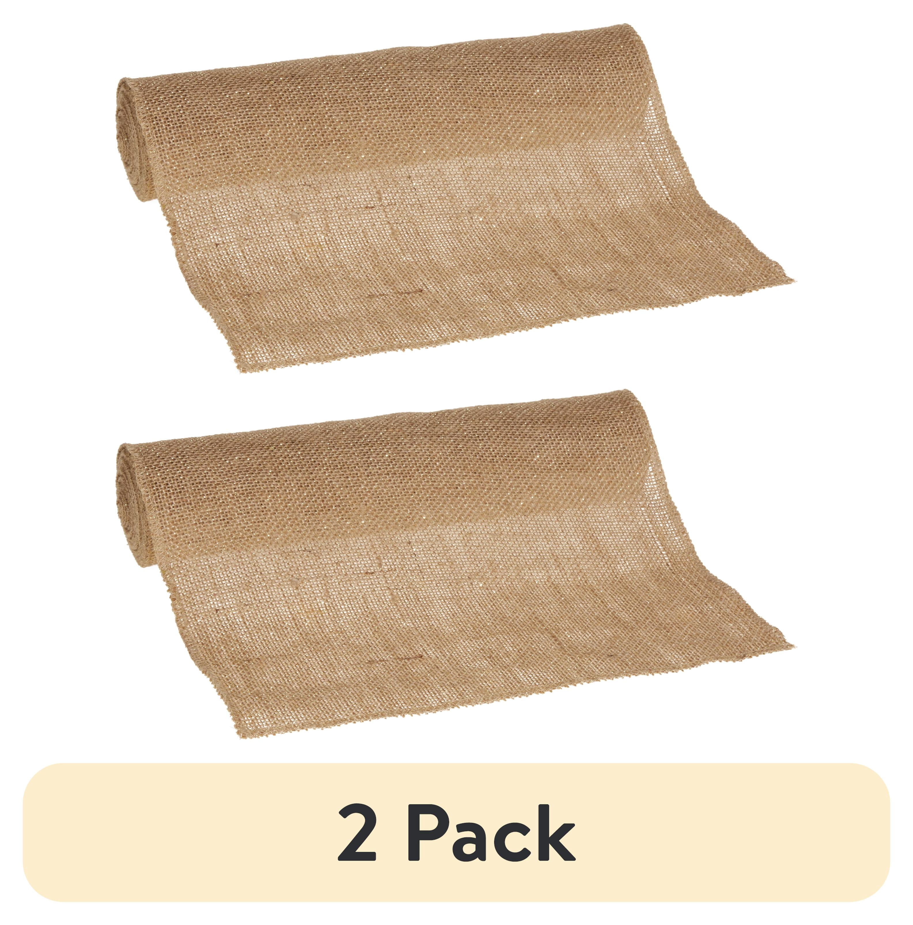 (2 pack) Love, Laugh, Craft Jute Burlap Table Runner Roll, Ribbon, 12"W x 3-Yards, Gold