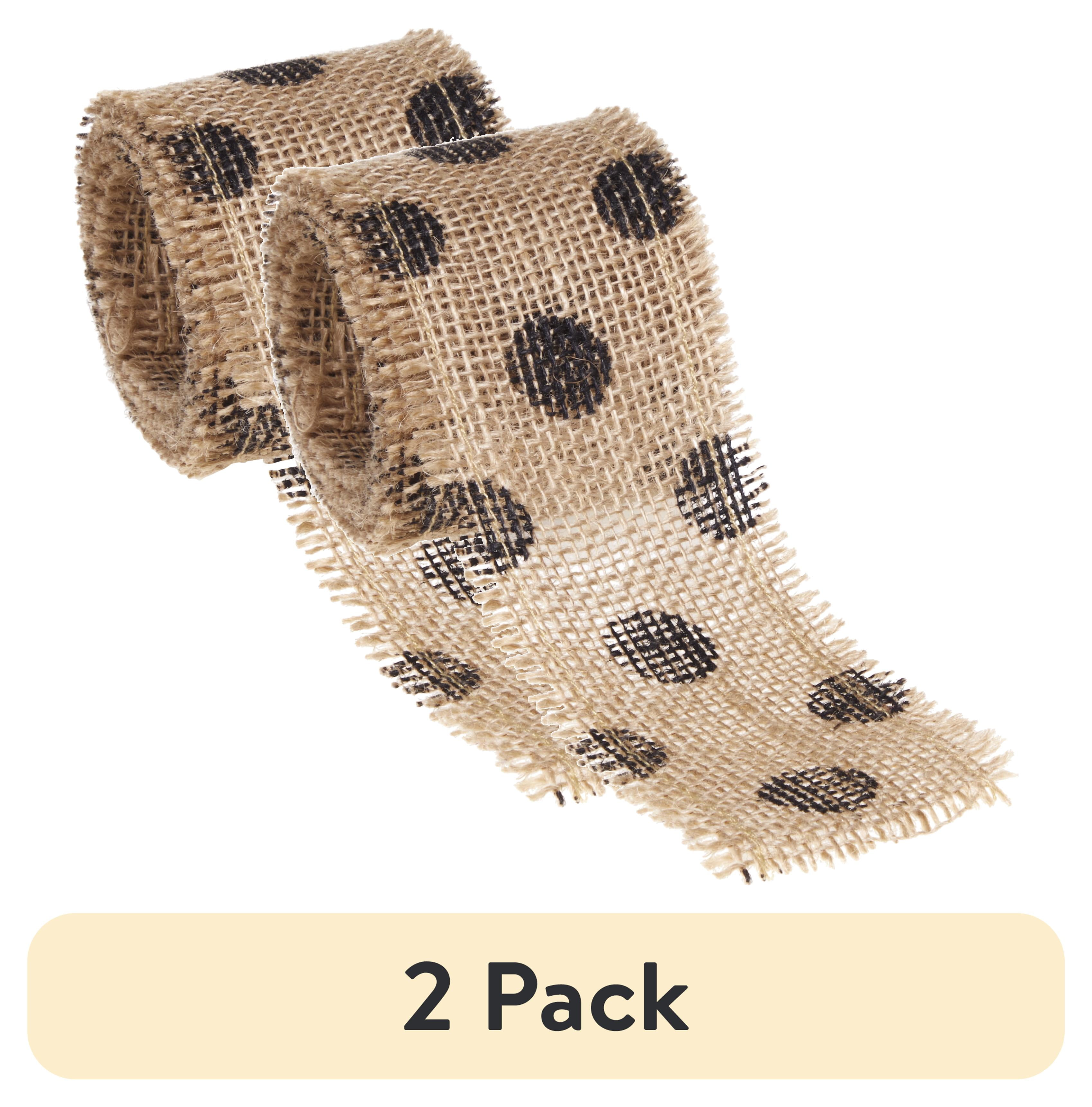 (2 pack) Love, Laugh, Craft Natural Burlap Ribbon, 2.5"W x 3-Yds, Multi-color