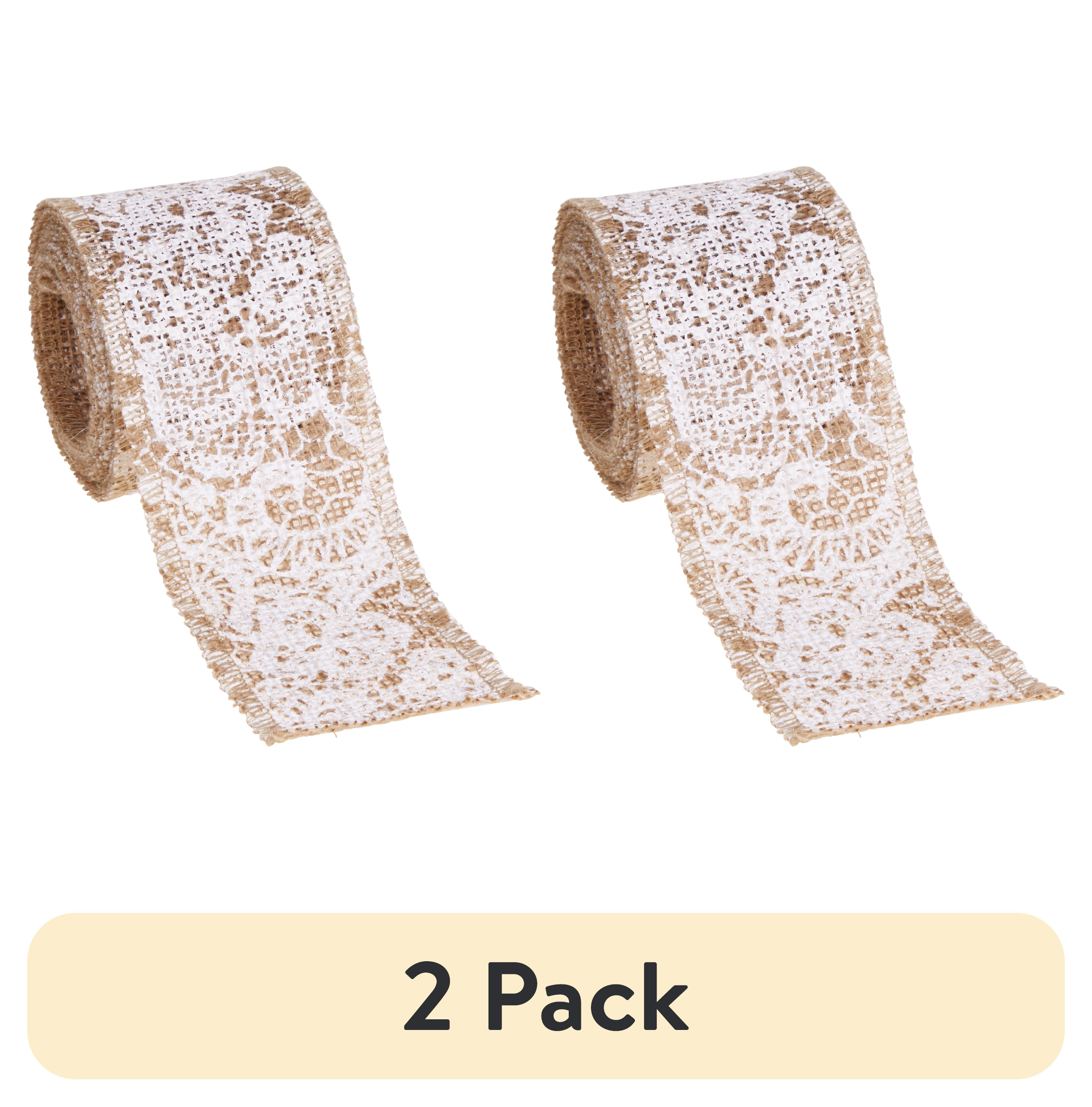 (1 pack) Love, Laugh, Craft Natural Burlap Ribbon, 2.5"W x 3-Yds, Multi-color