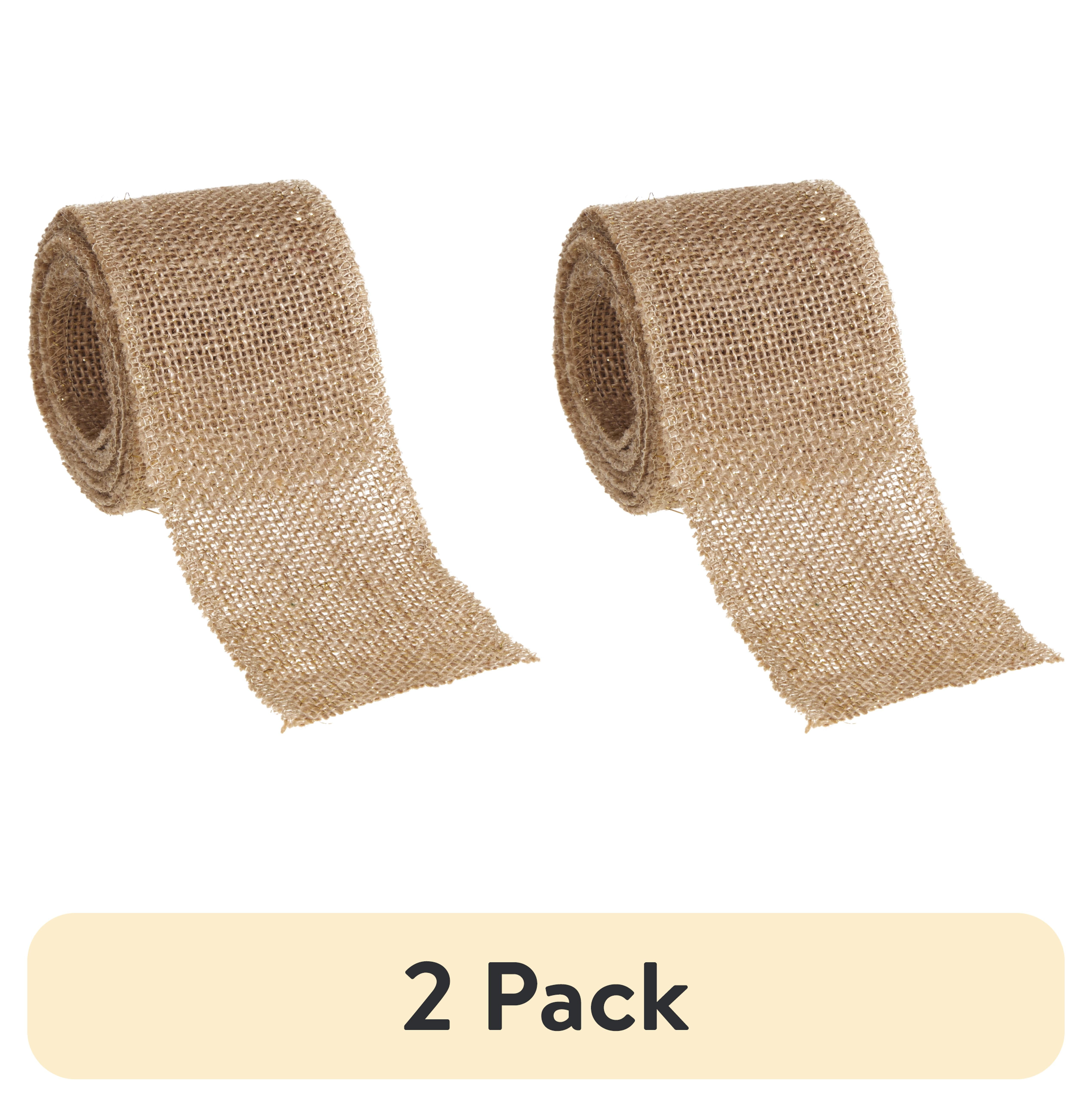 (2 pack) Love, Laugh, Craft Natural Burlap Ribbon, 2.5"W x 3-Yds, Multi-color