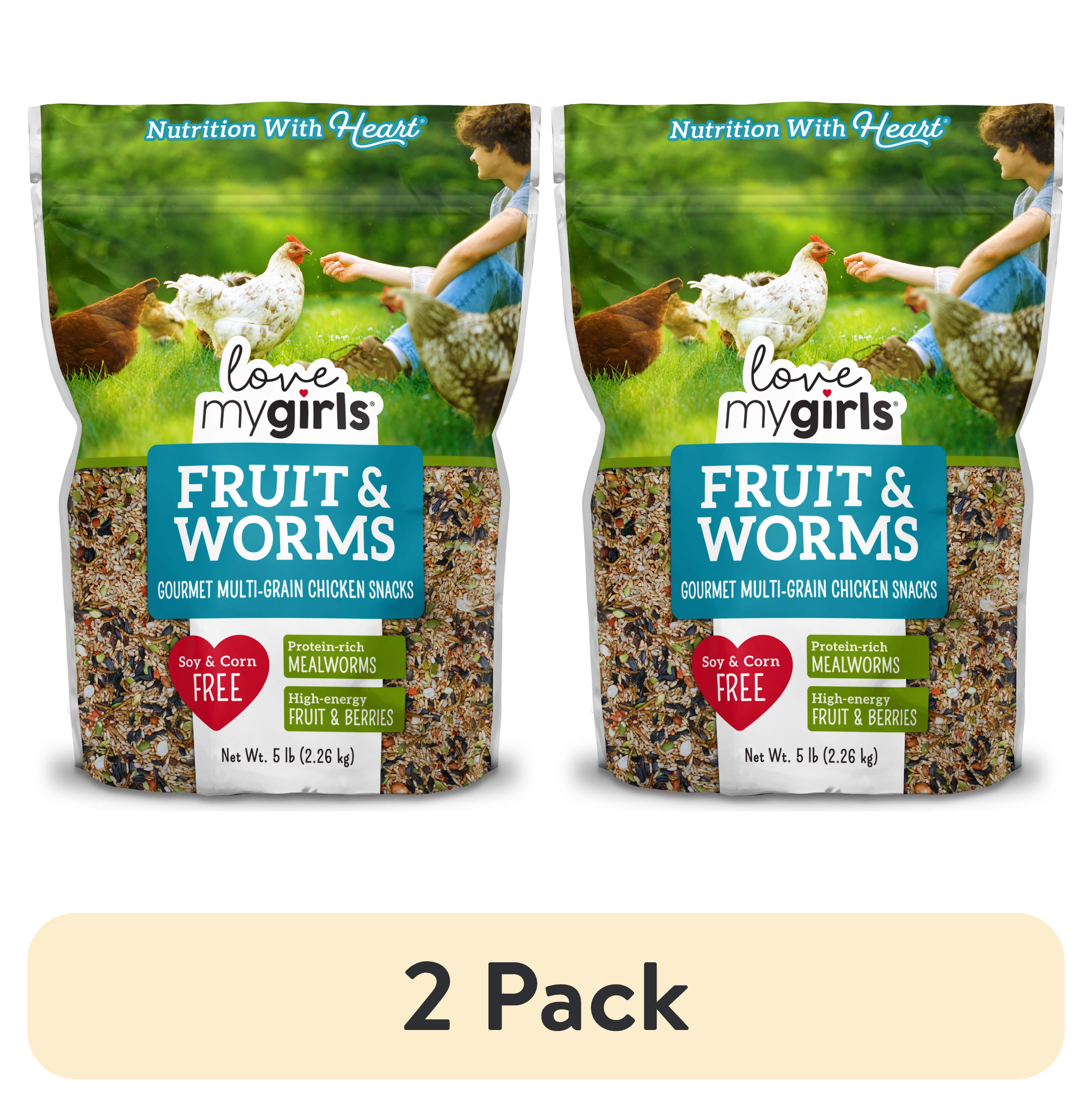 2 pack) Love My Girls Fruit & Worms Gourmet Multi-Grain Chicken
