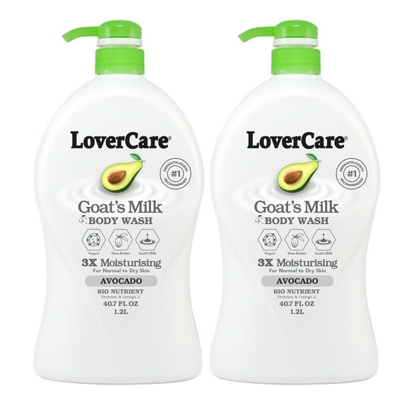 (2 pack) LoverCare Goat's Milk Body Wash 40.07oz (1200ml) - Avocado