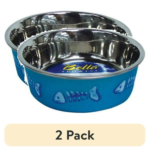 (2 pack) Loving Pets Bella Bowls Stainless Steel Small Blue Cat Bowl