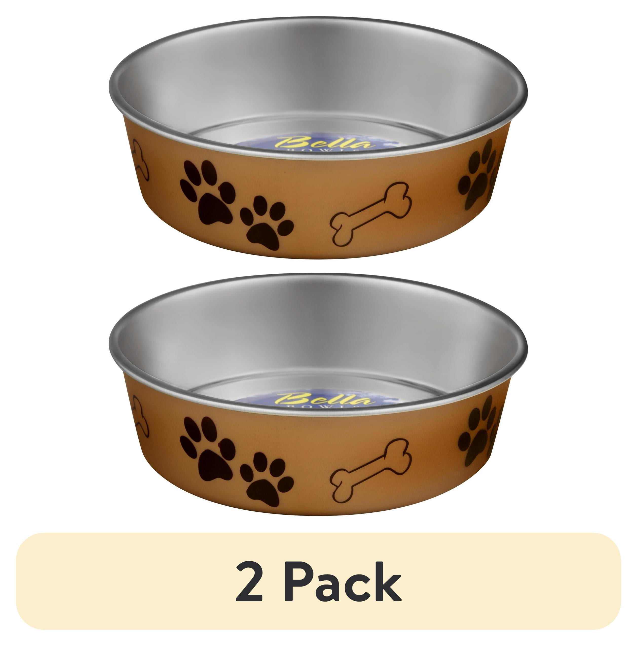 (2 pack) Loving Pets Bella Bowl Medium Champagne, 1.0 CT