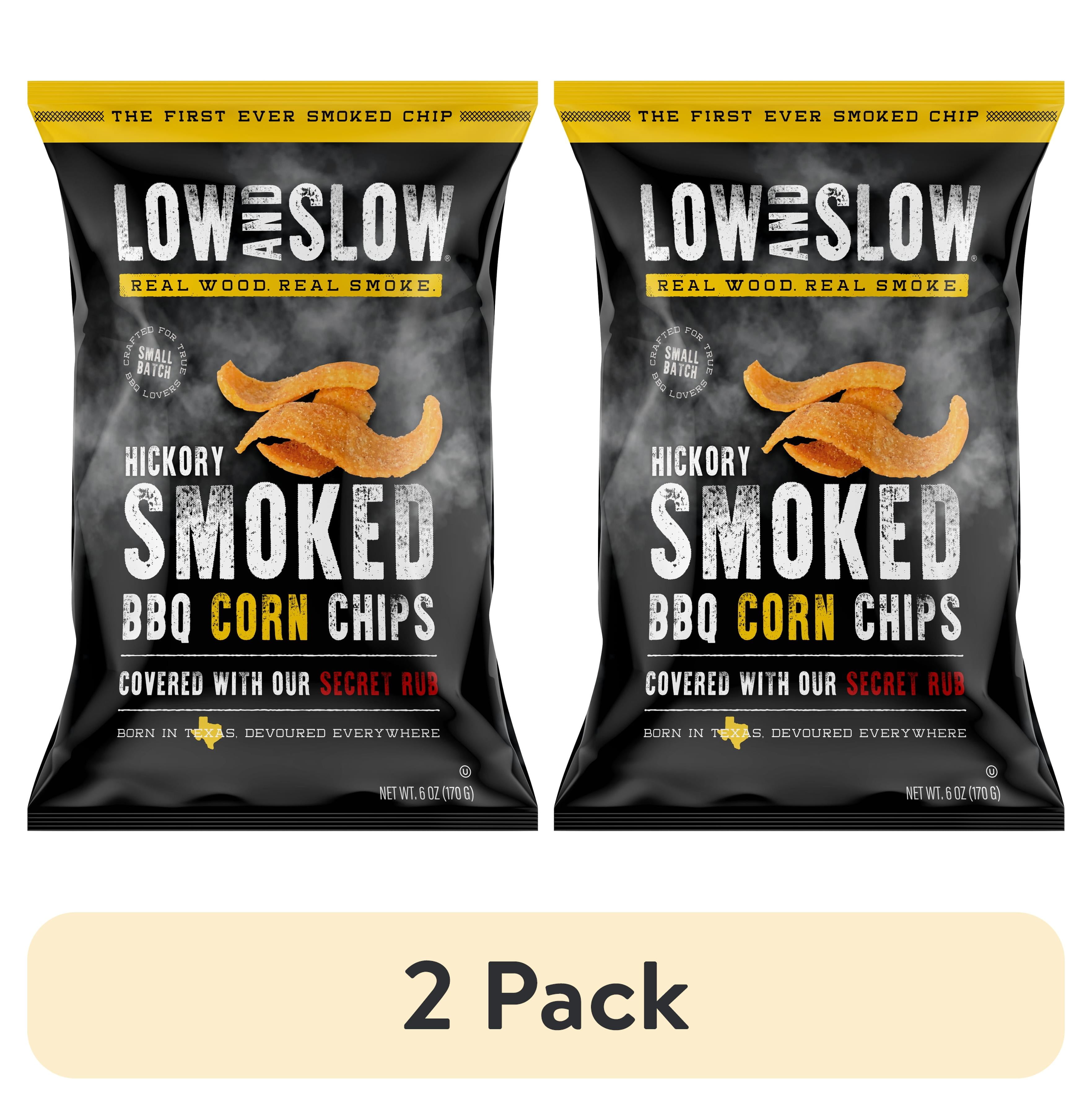 (2 pack) Low and Slow Hickory Smoked Corn Chips, 6 oz Metalized Film Bag