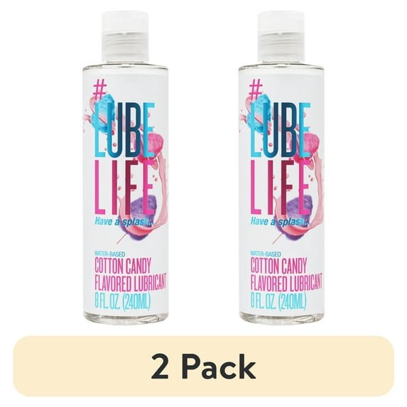 (2 pack) LubeLife Edible Cotton Candy Flavored Lubricant, Big Bottle, 8 fl oz