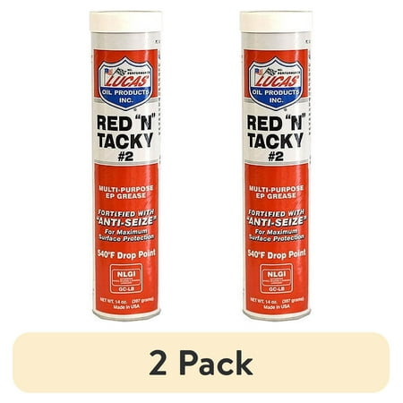 (2 pack) Lucas 10005 Red N Tacky EP Grease Multi-Purpose Lubricant 14 Oz
