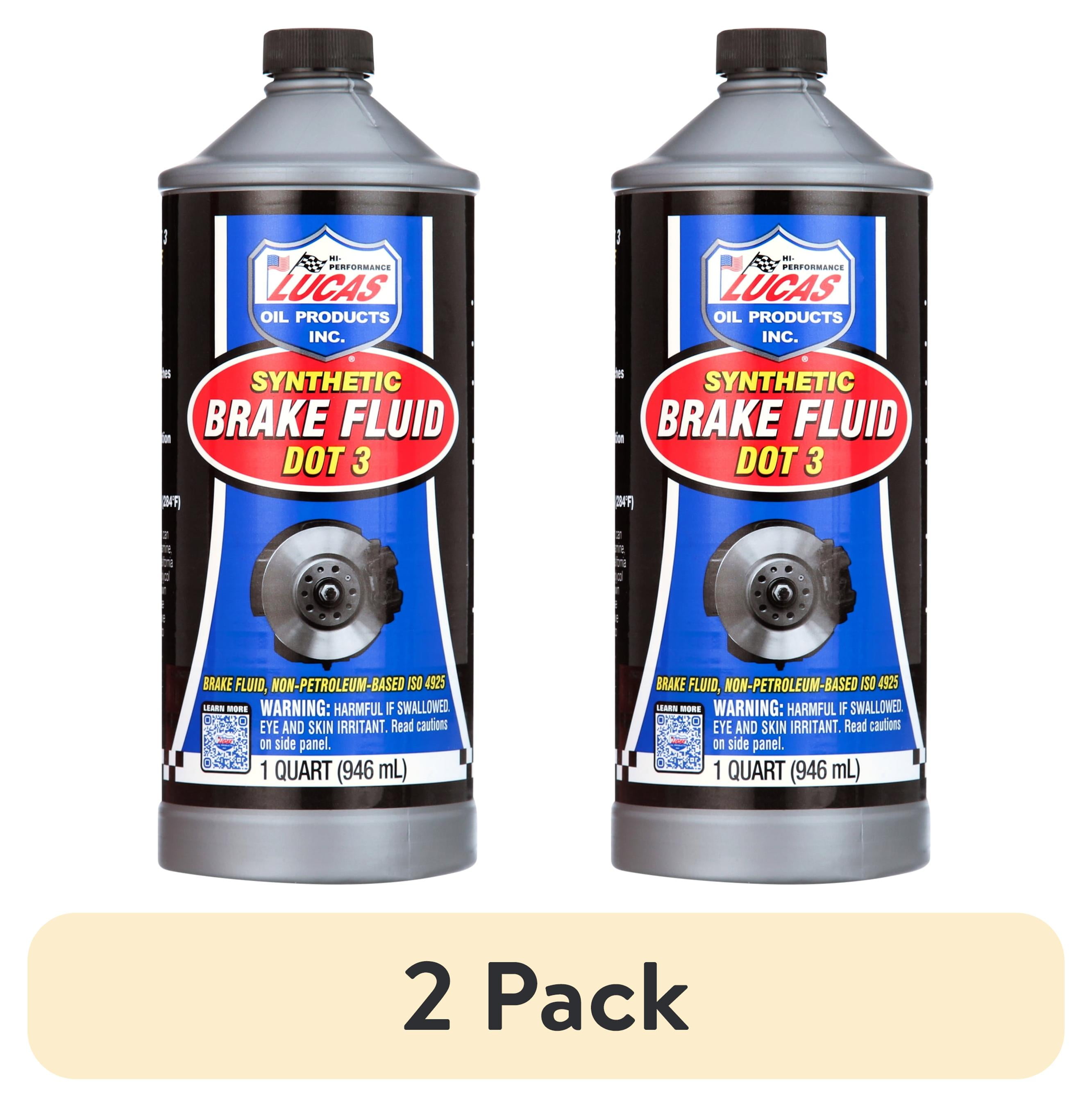 (2 pack) Lucas Oil Products 10826 Synthetic Brake Fluid for All Vehicles with  DOT3 Brake Fluid Applications 32 Ounce