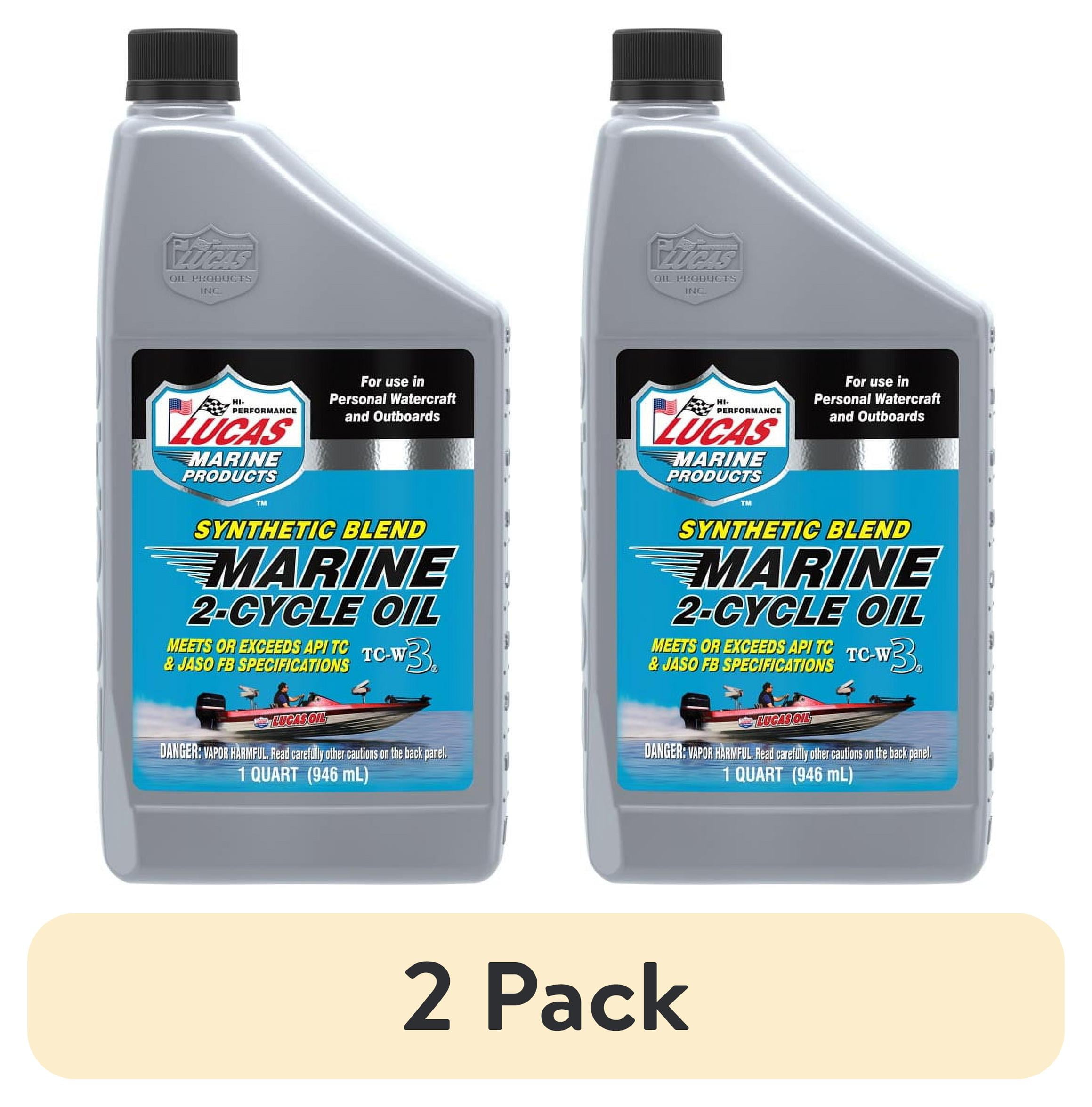 (2 pack) Lucas 2-Cycle Marine Synthetic Blend Motor Oil 32 Ounce TC-W3 Certified