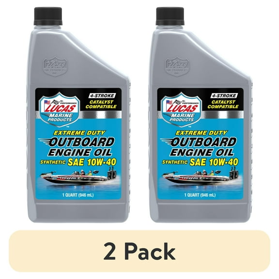 (2 pack) Lucas Synthetic Marine 10W40 Outboard Oil Quart Weight 2.03 Pounds