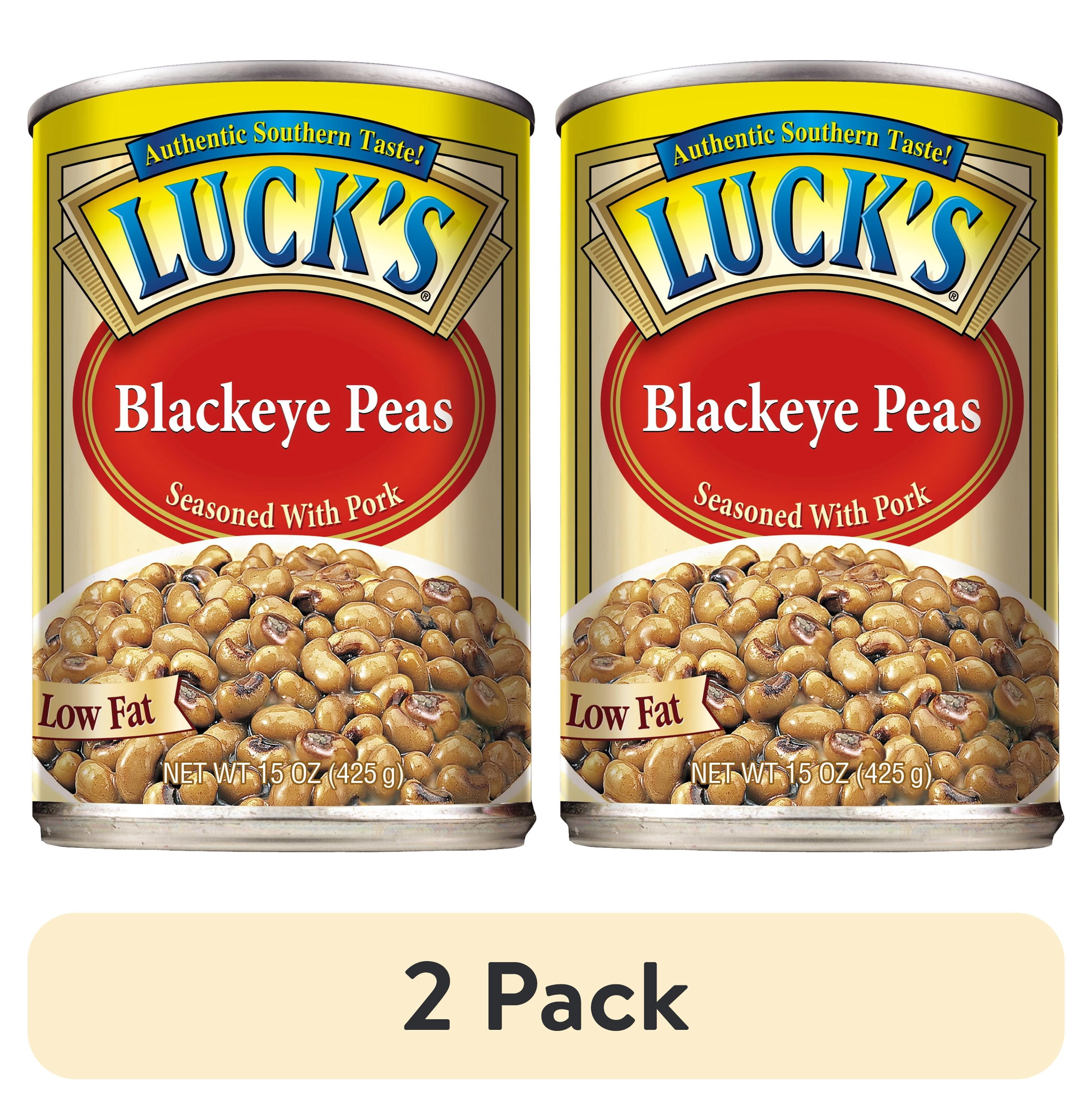 (2 pack) Luck's Blackeye Peas, Seasoned with Pork, 15oz Can