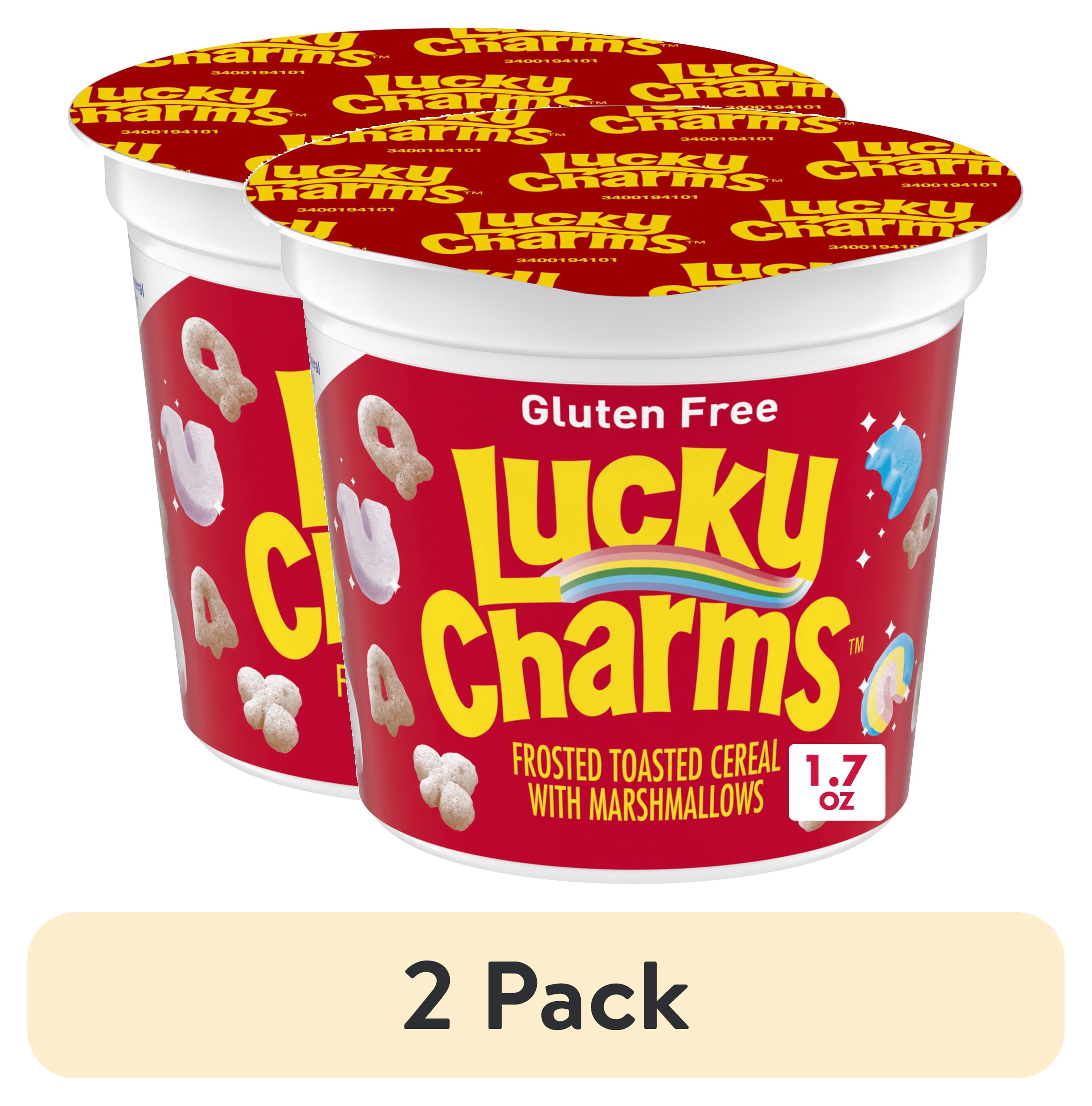 (2 pack) Lucky Charms with Marshmallows Breakfast Cereal Cup, Gluten Free, Single Serve, 1.7 oz