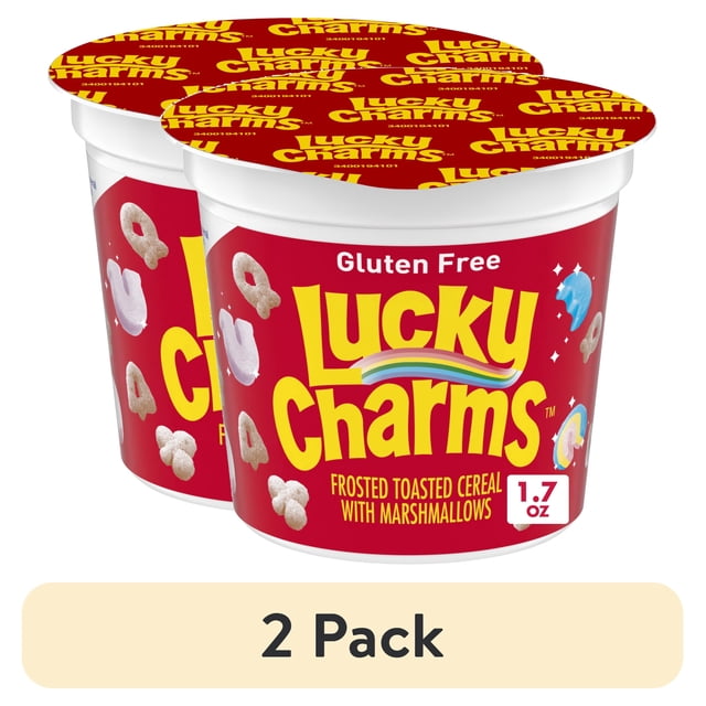(2 pack) Lucky Charms with Marshmallows Breakfast Cereal Cup, Gluten ...