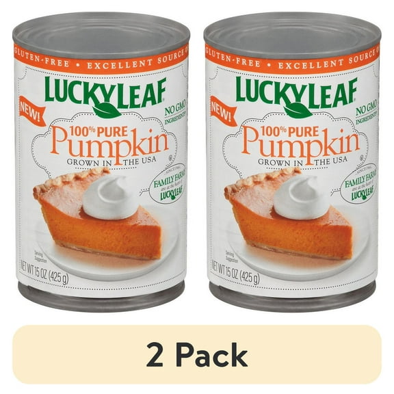 (2 pack) Lucky Leaf 100% Pure Pumpkin, 15 oz Can