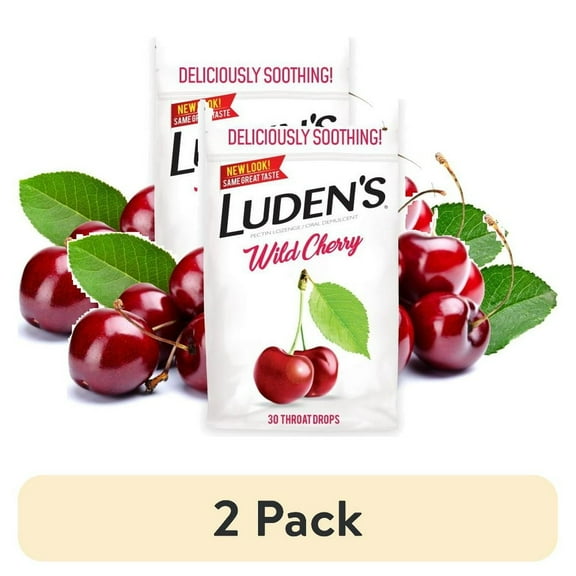 (2 pack) Luden's Wild Cherry Throat Drops | Deliciously Soothing | 30 Drops | 1 Bag