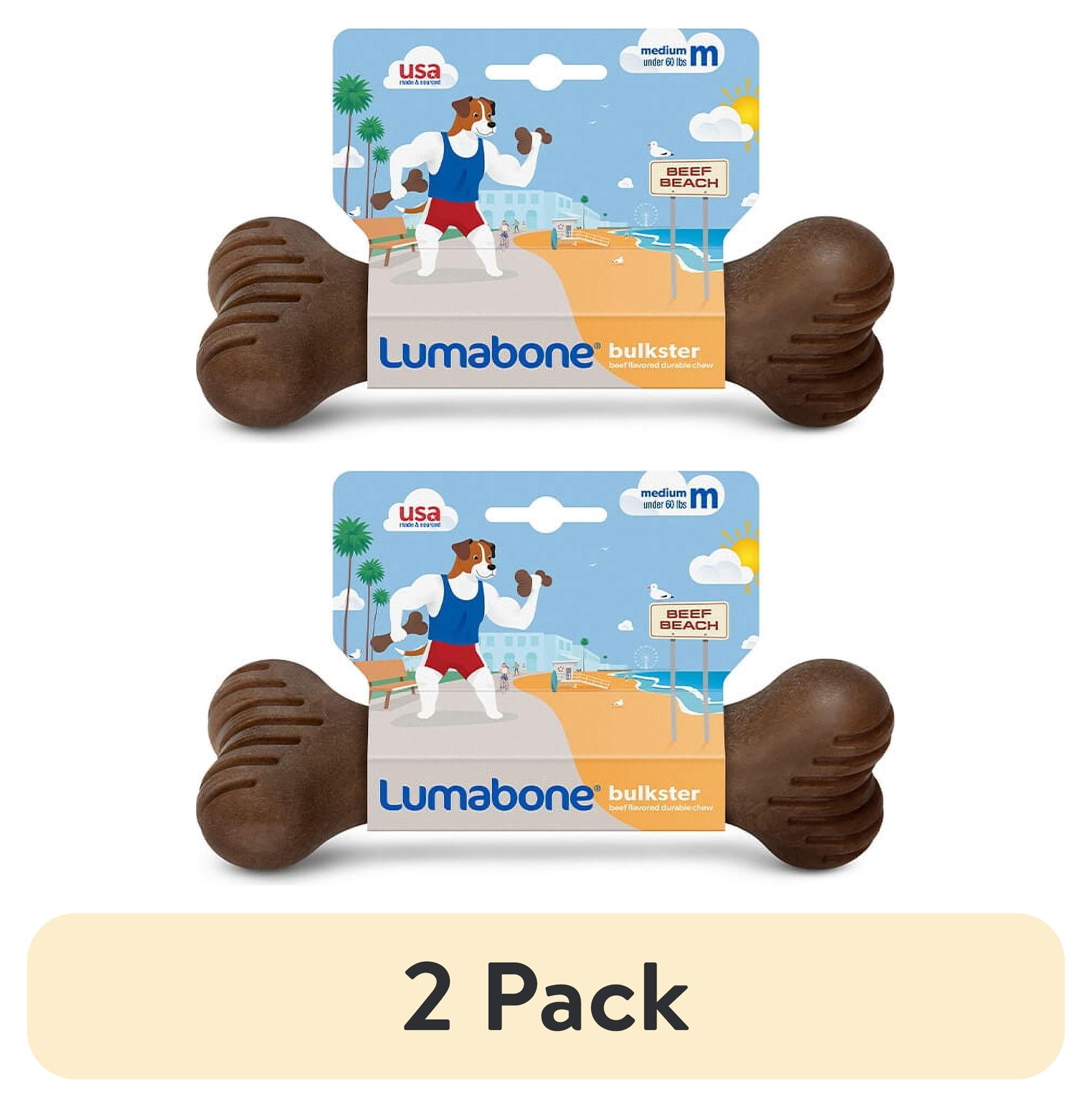 (2 pack) Lumabone Real Beef Durable Bulkster Dog Chew Toy, Medium