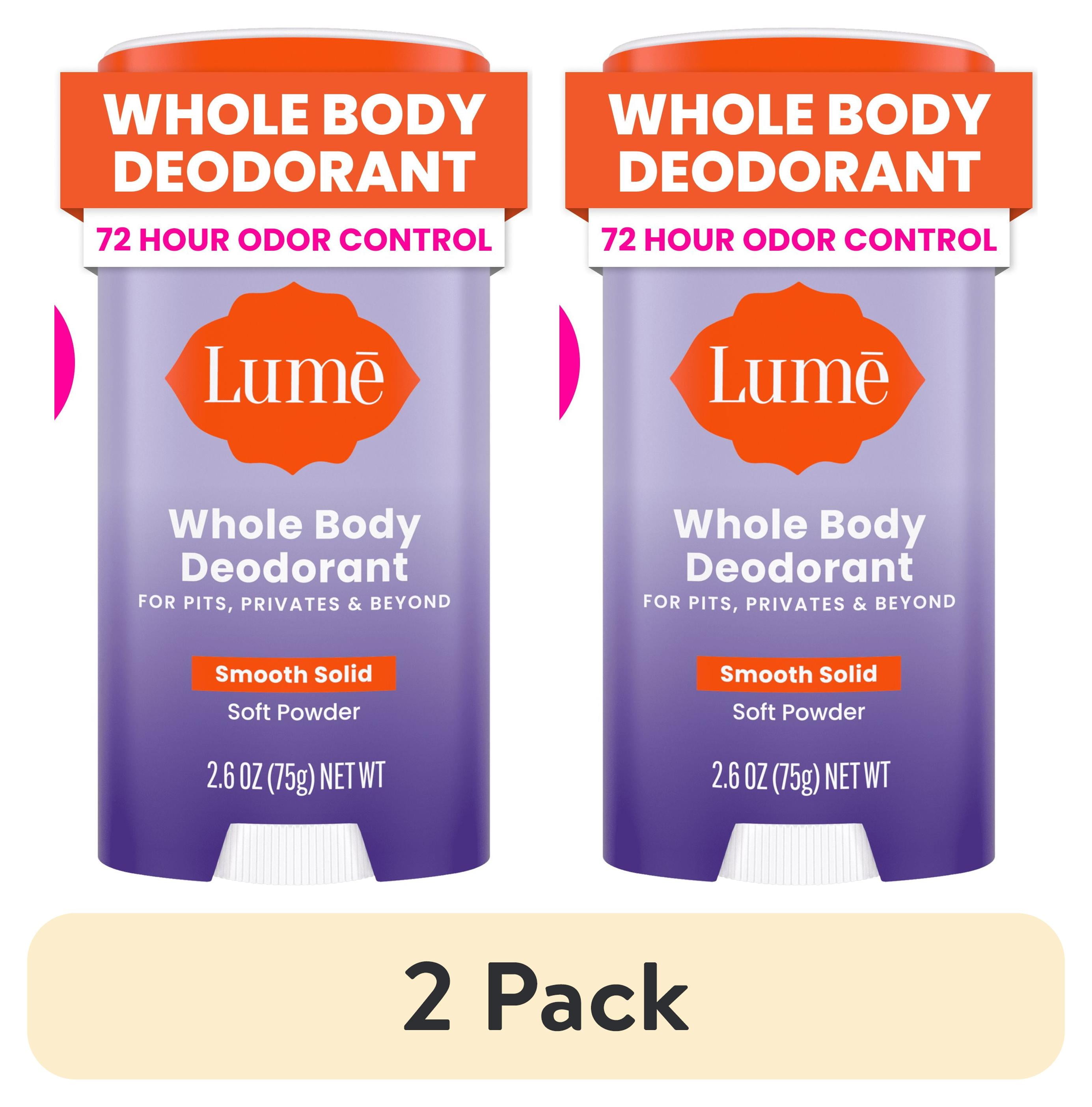 (2 pack) Lume Whole Body Women’s Deodorant - Smooth Solid Stick - Aluminum Free - Soft Powder - 2.6oz